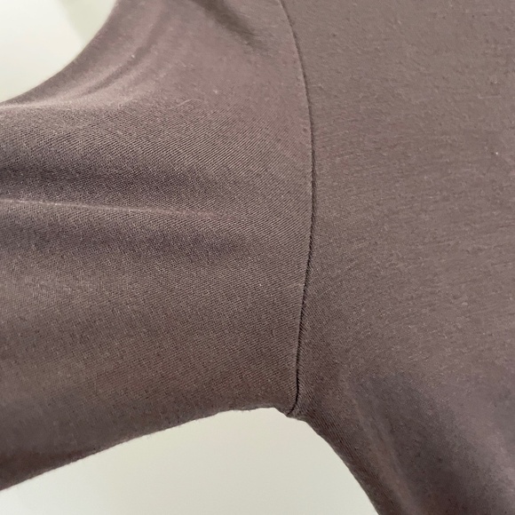 Sarah Pacini Long Sleeve top Semi-Sheer Boat neckline Taupe brown Minimalist S - Picture 6 of 8